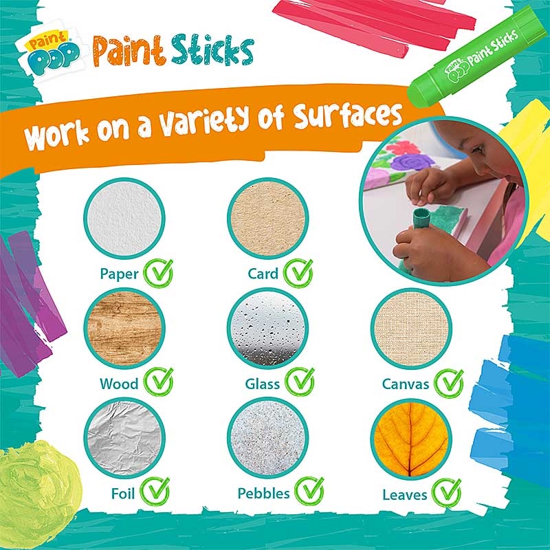 Paint Pop Paint Sticks - Work on a variety of surfaces