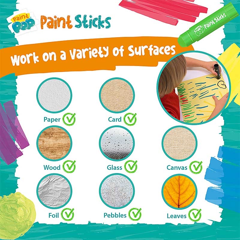 Paint Pop Paint Sticks - Work on a variety of surfaces