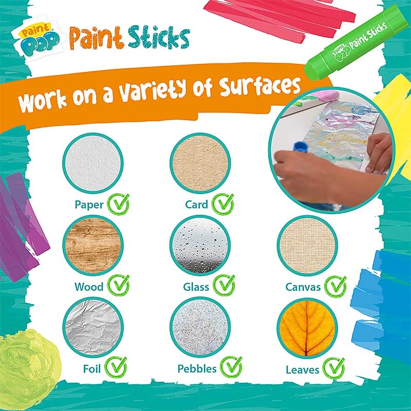 Paint Pop Paint Sticks - Work on a variety of surfaces