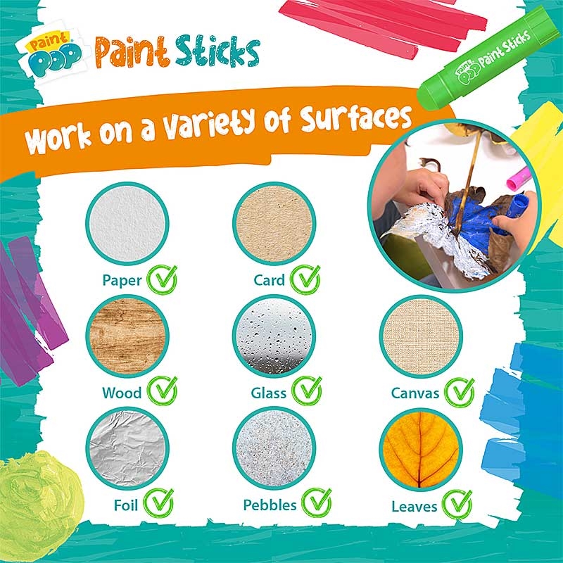 Paint Pop Paint Sticks - Work on a variety of surfaces