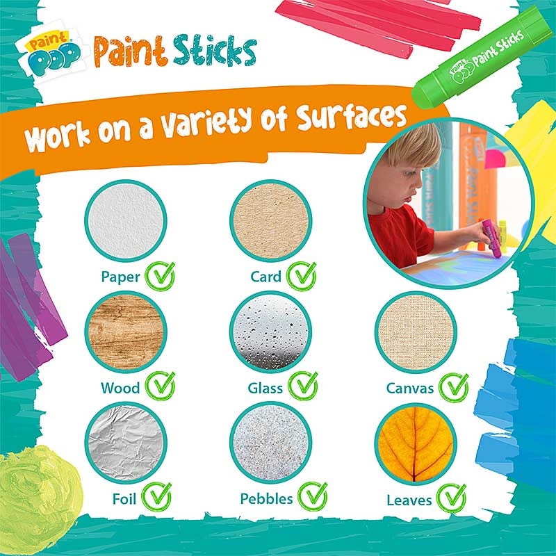 Paint Pop Paint Sticks - Work on a variety of surfaces