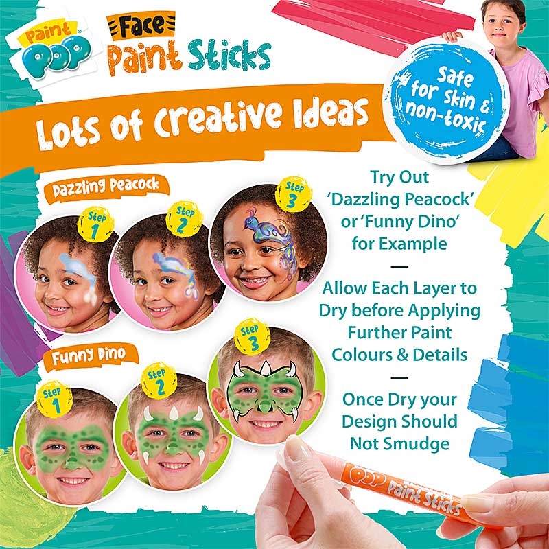 Paint Pop Paint Sticks - Safe for Skin & Non-Toxic