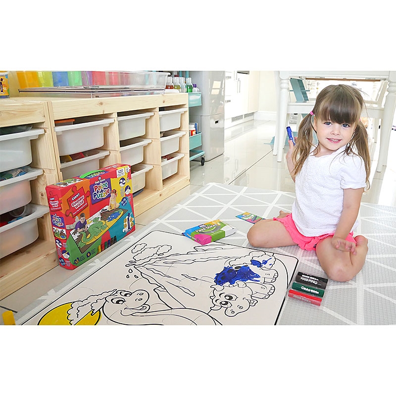 Dinosaur World Paint Sticks Paint-A-Puzzle Child Having Fun