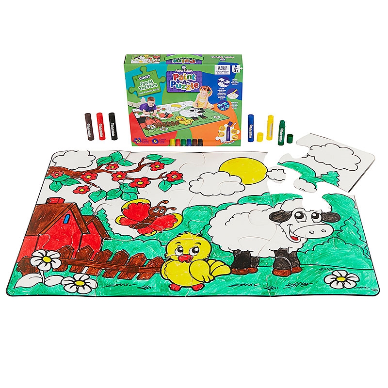 Fun at the Farm Paint Sticks Paint-A-Puzzle Pack and Product