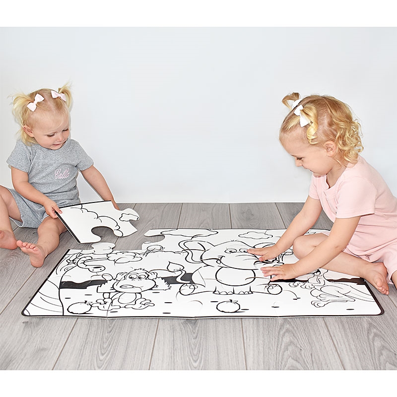 In the Jungle Paint Sticks Paint-A-Puzzle Children putting Puzzle Together