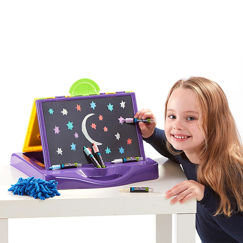 Paint Sticks Mini Art Station Girl Drawing on Blackboard