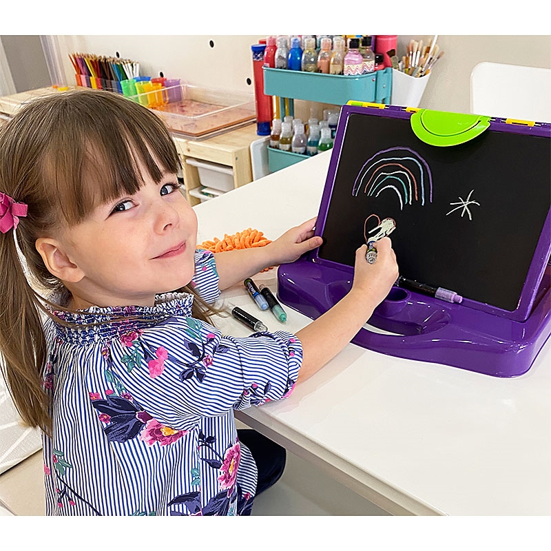 Paint Sticks Mini Art Station Young Girl using product in Nursery