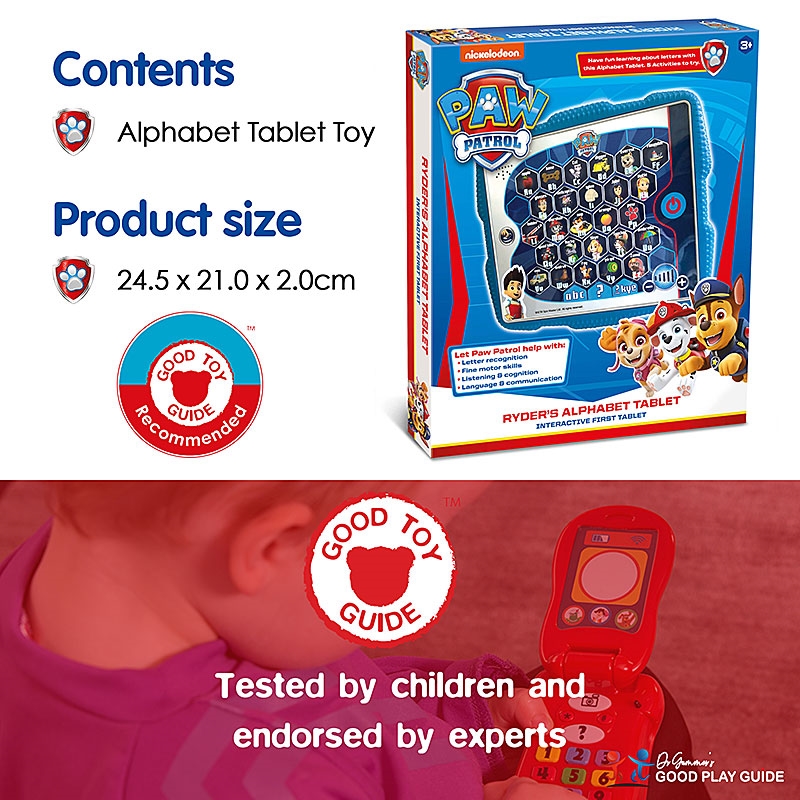 PAW Patrol Ryder's Alphabet Tablet - Contents