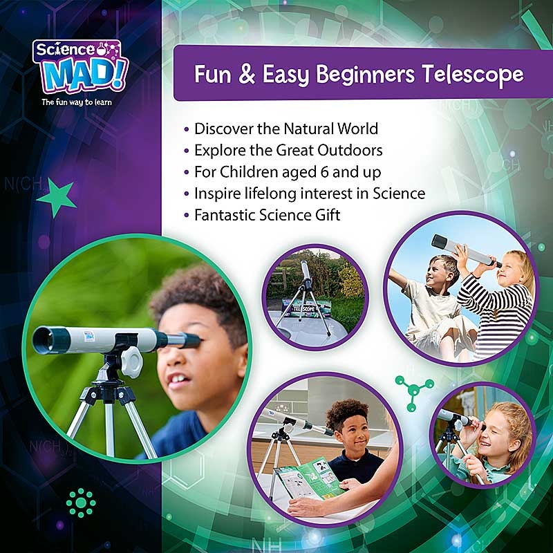 Science Mad 30mm Telescope - Fun & Easy Beginners Telescope