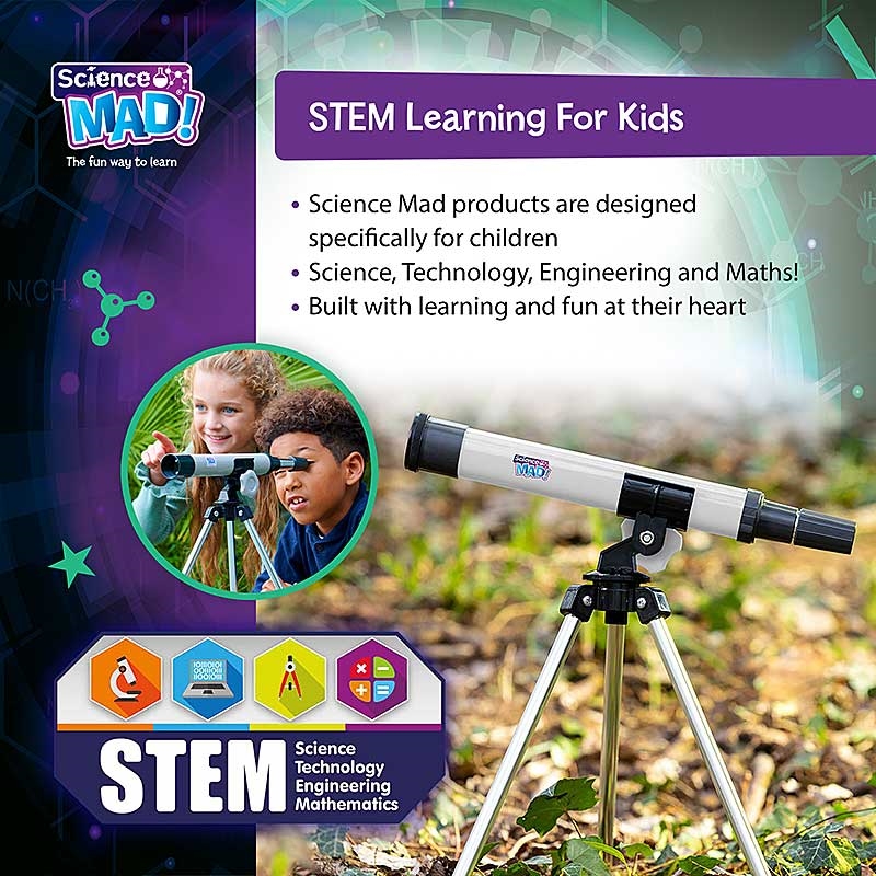 Science Mad 30mm Telescope - STEM Learning for Kids