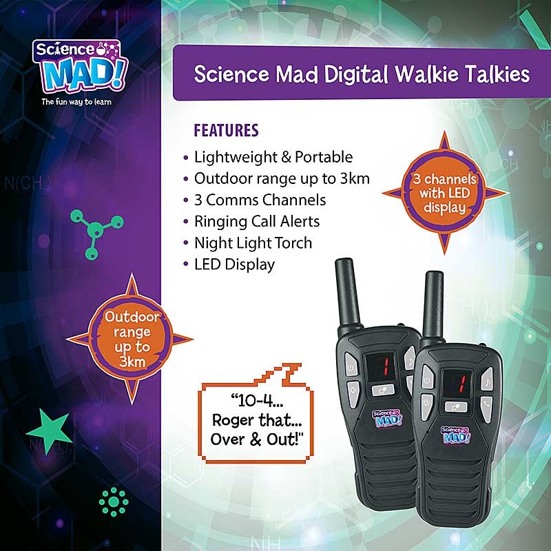 Science Mad Digital Walkie Talkies - Features