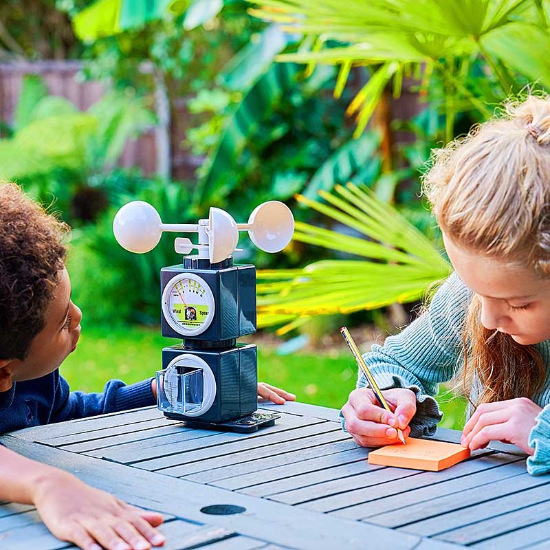 Science Mad 5-in-1 Weather Station - Boy and Girl Recording Weather Conditions