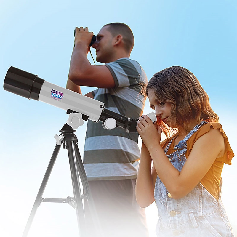 Science Mad 50mm Astronomical Telescope Dad and Daughter using product