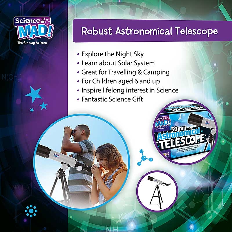 Science Mad 50mm Astronomical Telescope - Robust Astronomical Telescope