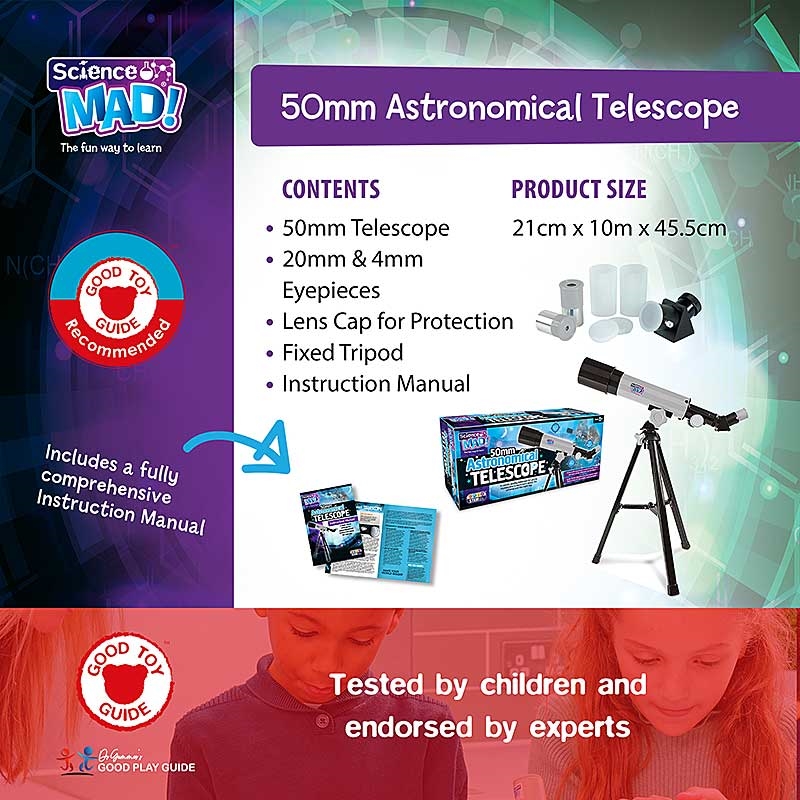 Science Mad 50mm Astronomical Telescope - Contents