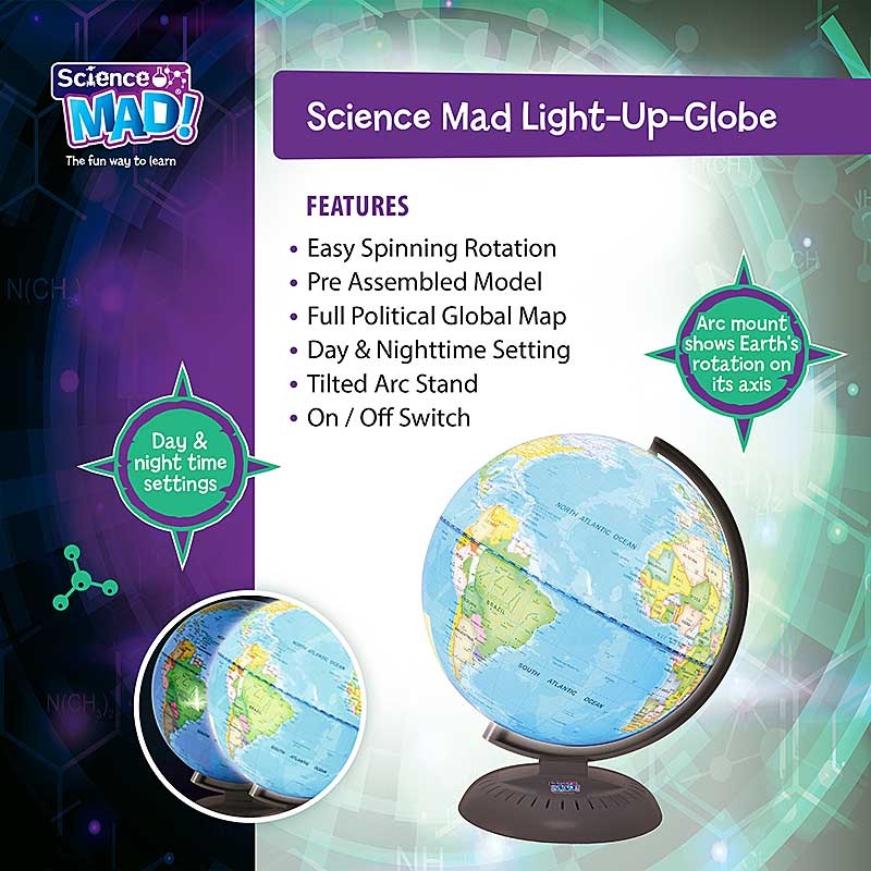 Science Mad Light Up Globe - Features
