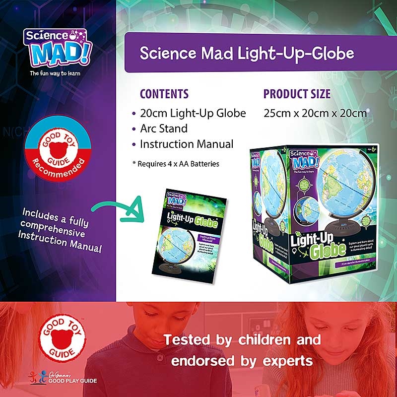 Science Mad Light Up Globe - Contents