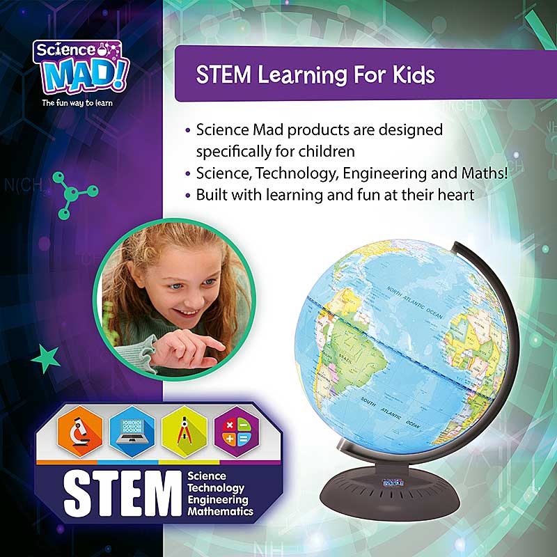Science Mad Light Up Globe - STEM Learning for Kids